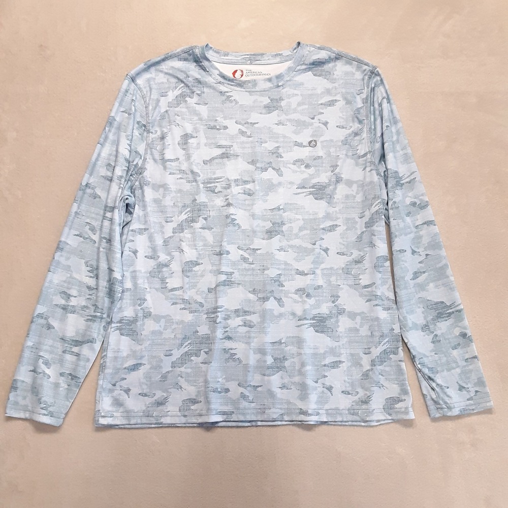 The American Outdoorsman Mens Latitude Sun Tee XL Blue Water Camo Performance